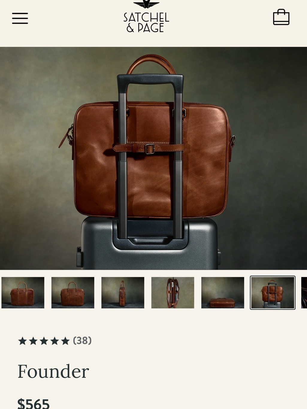 New With Out Tag! Never Used!! Satchel & Page Founder Leather Briefcase In Brown — image 4 of 8